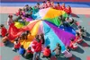 Komik spor oyunu 2m4m5m6m çapında açık gökkuşağı şemsiyesi paraşüt oyuncak oyuncak atlama ballute oyun mat oyuncak çocuk hediyesi 240123