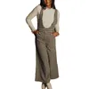 Kobiety spodni miękka kobiety retro szeroką nogę z dopasowaną kolorami nadrukiem kombinezon do stawki do pracy w kierunku dojazdów
