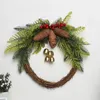 Decoratieve bloemen Kerstmis Dennenappel Bell Rotan Krans Platteland Deurhanger Muuropknoping Decor Raamdecoratie Simulatie Garland