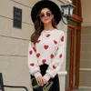 Ropa de diseñador para mujer Invierno Nuevo Día de San Valentín Amor Jersey de punto con manga de murciélago corta Prendas de punto para mujer Suéter suelto grande para mujer con estampado Suéteres para mujer 969P