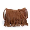 Kvinnor Tassel Fringe Suede Axel Messenger Bag damer Crossbody Handväska Purse Black Brown Gray247h