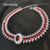 Sets 2023 Trendy Sterling 925 Silver Full of Dazzling Cubic Zirconia Ruby Jewelry Sets for Women Luxury Bridal Statement Jewelry Gift