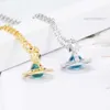 Дизайнерские ожерелья Viviane Westwood для женщин Спутниковая планета Западная королева Матери Классическая 10 -мм цветная прозрачная бусинка с ожерельем Viviane Westwood 7052