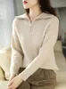 Women's Sweaters Autumn And Winter Semi-open Zipper Turtleneck Wool Sweater Pullover Loose Look Slim Knit