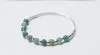 Bangles Real. 925 Sterling Silver Fine Jewelry Small Round Beads& 6MM Natural Emerald Jade Stone Chain Bracelet Charms GTLS514
