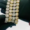 Hip-hop Men Full Diamond Cuban Bracelets Fashion Square Rhinestones Charm Bracelet Nightclub Dance Rock Chains