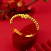 Necklace Real 18K Gold Golden Bead Transfer Pixiu Bracelet Fine Jewelry Bangle Bracelets for Women Mom Baby Birthday Gifts