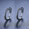 Earrings Black Awn Classic Silver Color Round Black Trendy Spinel Engagement Hoop Earrings for Women Jewelry Bijoux I209