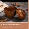 Juegos de vajilla Tazón de madera con tapa Tazones para servir para nueces Ramen Ensalada pequeña Sopa asiática para niños