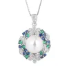 Set Charms Emerald Crystal Sunflower White Parl Ring Orecchine Set Gioielli Luxuria Corea Fascifica Accessori per donne per donne regalo