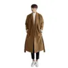 Autumn And Winter New Korean Edition Men's Cotton Woolen Coat Warm Mid Length Windbreaker Casual Belt Coat Men's