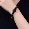 Bracelets Natural Stone Black Obsidian Fox Pendant Beaded Bracelet 816mm Lucky Bracelets Single Lap Hand String Bangle Gift For Men Women