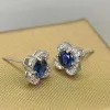 Charme sace gemas 100% prata esterlina 5*5mm sri lanka safira festa de casamento brincos de orelha jóias finas eardrop atacado