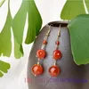 Dangle Earrings Red Jade Bead Chrone Charms Accessories Luxury Charm Vintage Natural Women 925 Silver Real Gifts Jewelry Amulets