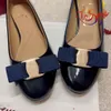 Feragamosity Zapatos de ballet de diseñador Pisos Vara Mocasines con lazo Zapatos de vestir Mujer Traje cómodo informal Marca Calzado sin cordones Azul marino Tamaño EUR 34-40