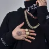 Pierścienie Żydów Sterling Sier Hip Hop Biżuteria Kwadrat Pierścienie Pierścienie Platła Platła Biała złoto Diamond Crystal CZ Bling Pierścień dla mężczyzn