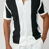 Men's Polos Short Sleeve Polo Shirts Fashion Knitted Luxury Style Clothes Color Block Stripe Lapel Collar Slim Cotton Fit