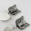 Charm 2022ar Europäischer und amerikanischer Modeschmuck Sier Metal Cat Heart Diamond Anhänger Ohrringe für Frauen zum Geburtstag Geschenk