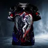 Męskie koszulki Summer Retro T Shirt Men 3D Printed Skull Angel Tees Fashion Ubrania Owwony streetwearu O.