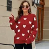 Diseñador de ropa de mujer Invierno Nuevo Día de San Valentín Amor Jersey de punto con manga corta de murciélago Prendas de punto para mujer Suéter suelto grande para mujer con estampado Suéteres para mujer OCLF