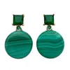 Stud Earrings YYGEM 22mm Natural Green Malachite Coin Shape Geometric Stones Jewelry