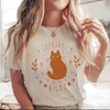 Camiseta feminina impressão branca carta dos desenhos animados halloween outono casual camiseta roupas tendência 90s mulheres t vêm senhoras imprimir camisetas gráficas t240129