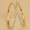 Oszałamiające szkło 100 mm duże okrągłe kolczyki srebrna biżuteria Moda lśniący duże kolczyki z diamentami w wodzie 240129
