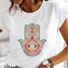 Frauen T-Shirt Sommer Neu 90er Jahre Kurzarm Sommerkleid Hand aus Hamsa Fatima Print O-Neck T-Shirt Top Fashion Damen Funny White T-Shirt.T240129