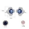 Charme sace gemas 100% prata esterlina 5*5mm sri lanka safira festa de casamento brincos de orelha jóias finas eardrop atacado