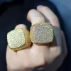 Кольца CUC Big Men Hiphop Ring Cring Iced out Циркон медный шарм золото золото Sier Color Fashion Rock Jewelry For Gift