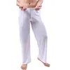 Pantalon de pyjama pour hommes, vêtements de nuit respirants, taille élastique, grande taille, pantalons de sport, cordon de serrage, vêtements à séchage rapide