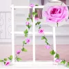 Flores decorativas 235cm rosa artificial com folha de videira para decoração de casamento casa rattan teto plástico