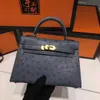 Legal Copy Deisgner 8A Bags Online-Shop Damentasche aus südafrikanischem Straußenleder aus echtem Leder mit der zweiten Generation Have Real Logo