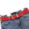 Belts Punk Canvas Double Grommet Holes Belt 2-Row Studded Women Men Waist Strap Gift