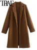 Traf Camel Color Autumn Kobiet Kobiety Ojczyzny Loski Kurtka z długim rękawem Vintage Trench płaszcz żeńska ciepło Y2K Old Money Style 240127