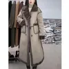 Manteau en fausse fourrure pour femme, veste longue épaisse en daim d'agneau, ample et amincissante, en laine et velours gris, pour l'hiver 2024