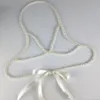 INS Handmade Imitação de Pérolas Bow Tie Sexy Corpo Colar Peito Cadeia Corpo Jewlery para Mulheres Luxo Pérolas Top Bra Breast Chain 240122