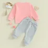 Giyim Setleri Bebek Kız Sevgililer Günü Günlük Kıyafet Mektubu Baskı Crewneck Sweatshirt Kalp Pantolon Toddler Bahar Giysileri