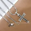 David Yuman Cross Necklace Populära dubbelknappslinje hänge