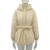 Manteau en coton élégant avec capuche pour Femme, veste chaude de couleur unie, gilet à lacets, vêtements Manteau Femme