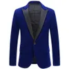 in Blazer da uomo Giacca monopetto in velluto Smoking formale da sposo Slim Abito da cerimonia nuziale Business Casual Abito maschile 240119