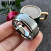 Bandas Dropshipping Tussten 4mm / 6mm / 8mm Anéis de carboneto de tungstênio para homens mulheres pisou chanfrado escovado menina menino presente jóias conforto ajuste