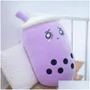 Fyllda plyschdjur Fasion P Hy Wy Creative Fruit Milk Tea Cartoon Pillow Toy Slee Pearl Cup Stuff Stuff Cotton Doll Christmas Drop De Dhaly