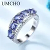 Skeert Umcho 3.0ct Blue Sapphire Tanzanite Rings For Women Betrokkenheid Fijne sieraden Echte Solid Sterling Sier Ring Fine Jewelry