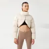 Casacos de trincheira femininos jaqueta de inverno para mulheres 2024 outwear colheita puffer longo slevee cortado bolha parkas para baixo colarinho curto streetwear