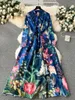 الفساتين غير الرسمية فانوفيتش ربيع 2024 تصميم أزياء طباعة رفيعة طويلة اللباس النساء مزاج مزاجية الأكمام A-LINE