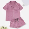 Vrouwen Nachtkleding Pyjama Pak Korte Mouwen Button Up Shirt Shorts Zomer Sexy Casual Dunne Stijl Homewear Set Voor dames