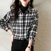 Camicette da donna Camicetta scozzese retrò coreana Camicia spazzolata versatile casual autunnale e invernale