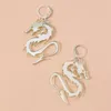 Dangle Earrings Punk Gold Silver Color Mirror Surface Dragon For Women Chinese Style Clear Resin Acrylic Animal Drop Jewelry