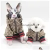 Hundkläder lyxiga esigner bokstäver tryckt mode cowboy denim hoodies katter hundar djur jackor utomhus casual sport husdjur rockar c d otdr7